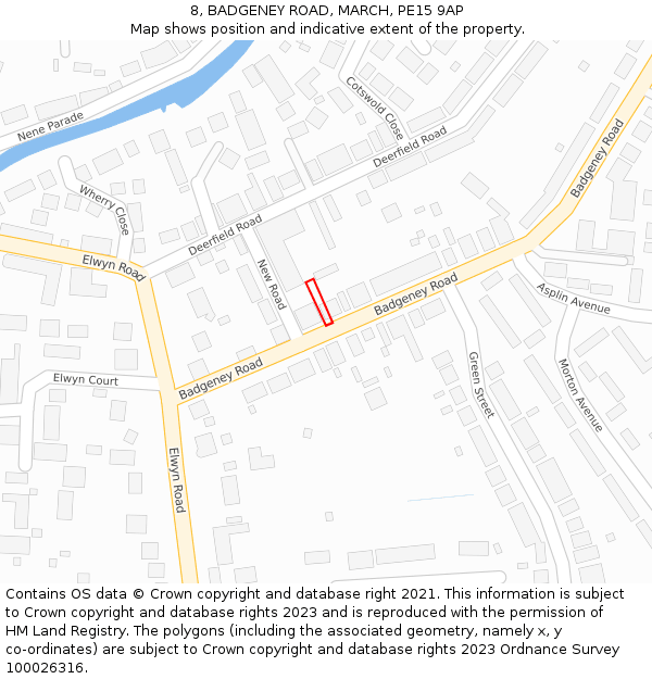 8, BADGENEY ROAD, MARCH, PE15 9AP: Location map and indicative extent of plot