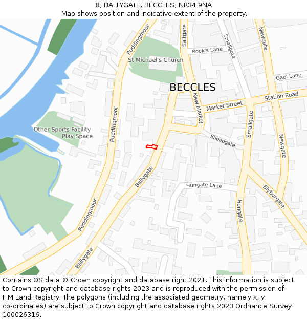 8, BALLYGATE, BECCLES, NR34 9NA: Location map and indicative extent of plot