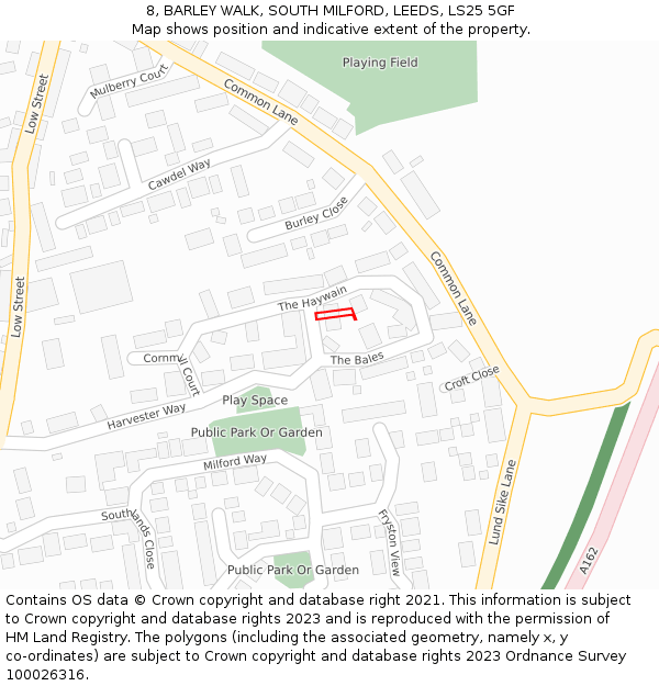 8, BARLEY WALK, SOUTH MILFORD, LEEDS, LS25 5GF: Location map and indicative extent of plot