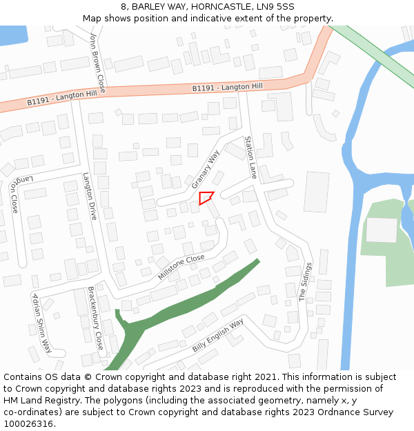 8, BARLEY WAY, HORNCASTLE, LN9 5SS: Location map and indicative extent of plot