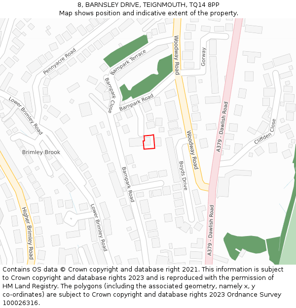 8, BARNSLEY DRIVE, TEIGNMOUTH, TQ14 8PP: Location map and indicative extent of plot