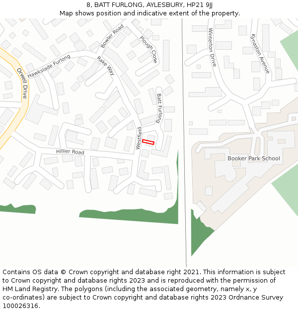 8, BATT FURLONG, AYLESBURY, HP21 9JJ: Location map and indicative extent of plot