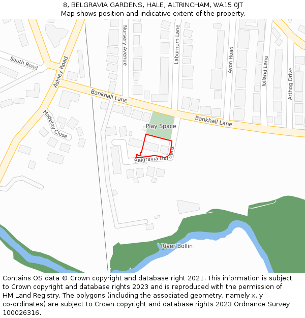 8, BELGRAVIA GARDENS, HALE, ALTRINCHAM, WA15 0JT: Location map and indicative extent of plot