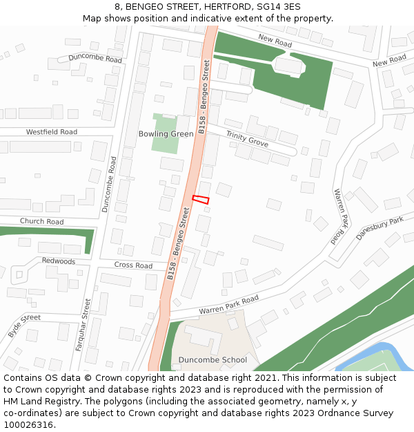 8, BENGEO STREET, HERTFORD, SG14 3ES: Location map and indicative extent of plot