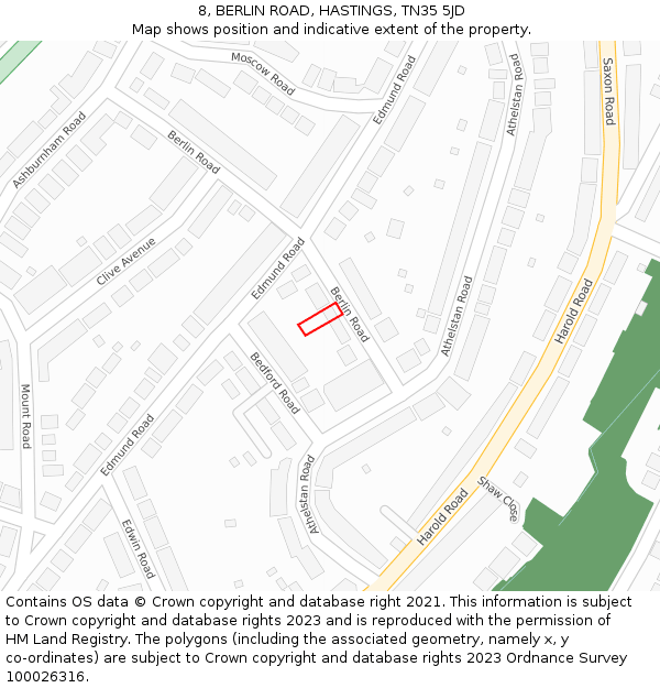 8, BERLIN ROAD, HASTINGS, TN35 5JD: Location map and indicative extent of plot