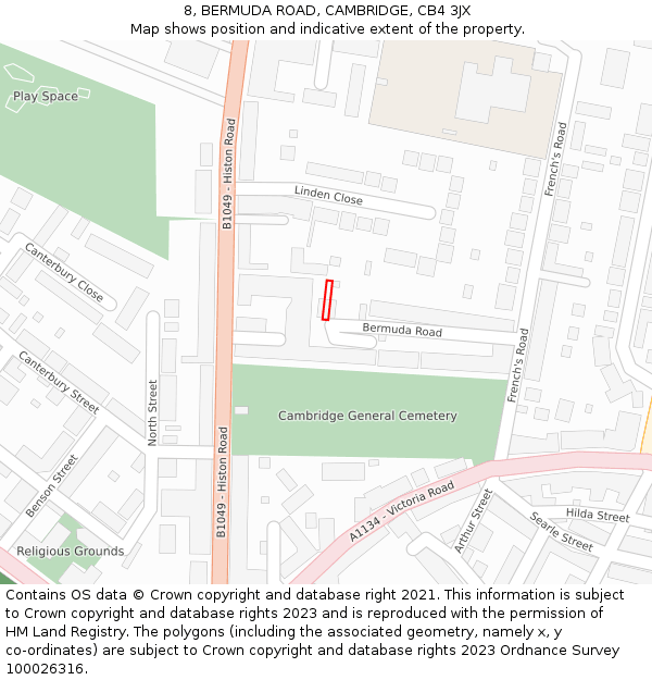 8, BERMUDA ROAD, CAMBRIDGE, CB4 3JX: Location map and indicative extent of plot