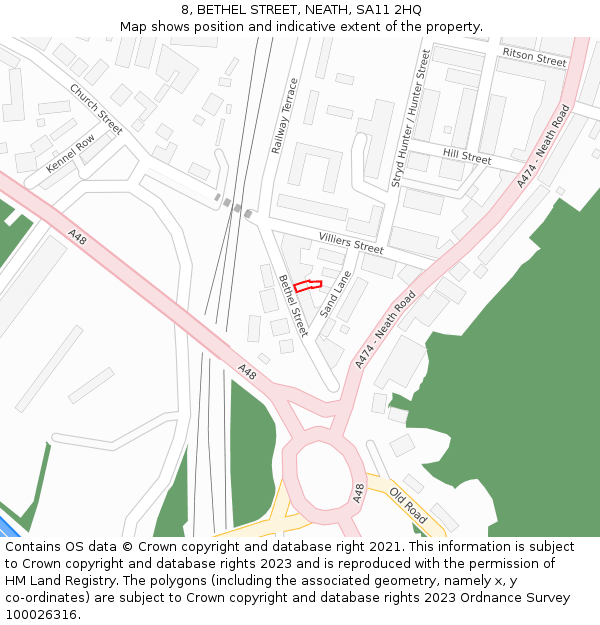 8, BETHEL STREET, NEATH, SA11 2HQ: Location map and indicative extent of plot