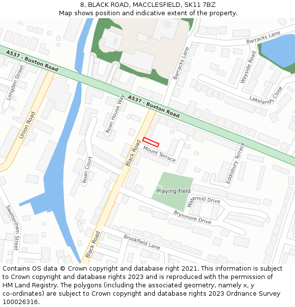 8, BLACK ROAD, MACCLESFIELD, SK11 7BZ: Location map and indicative extent of plot