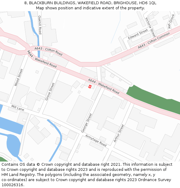 8, BLACKBURN BUILDINGS, WAKEFIELD ROAD, BRIGHOUSE, HD6 1QL: Location map and indicative extent of plot