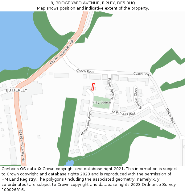 8, BRIDGE YARD AVENUE, RIPLEY, DE5 3UQ: Location map and indicative extent of plot