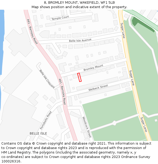 8, BROMLEY MOUNT, WAKEFIELD, WF1 5LB: Location map and indicative extent of plot