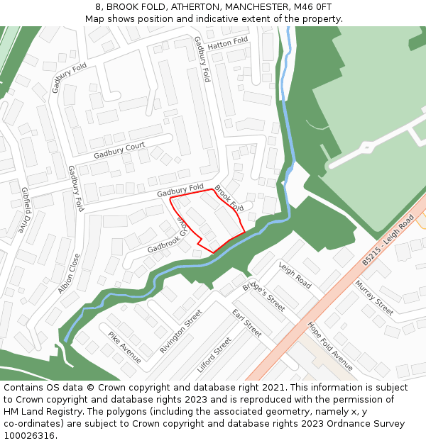 8, BROOK FOLD, ATHERTON, MANCHESTER, M46 0FT: Location map and indicative extent of plot