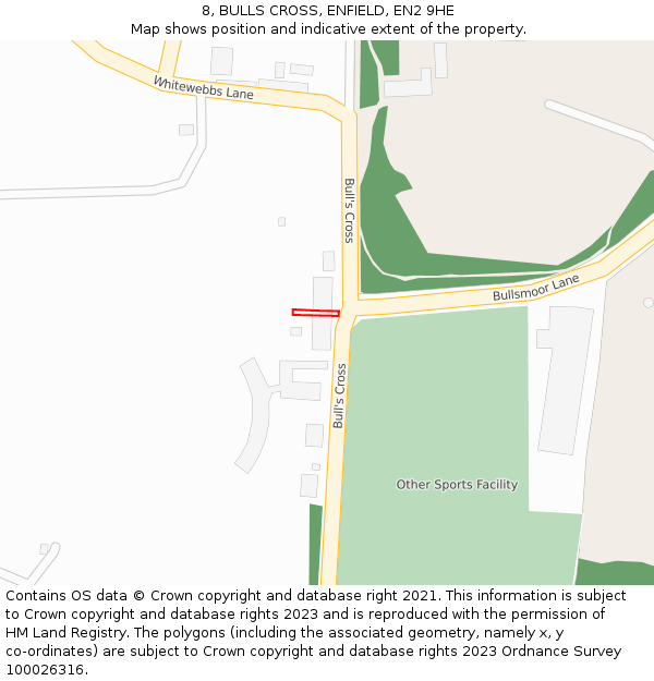 8, BULLS CROSS, ENFIELD, EN2 9HE: Location map and indicative extent of plot