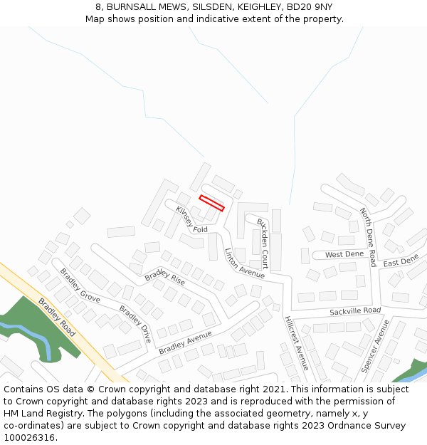 8, BURNSALL MEWS, SILSDEN, KEIGHLEY, BD20 9NY: Location map and indicative extent of plot