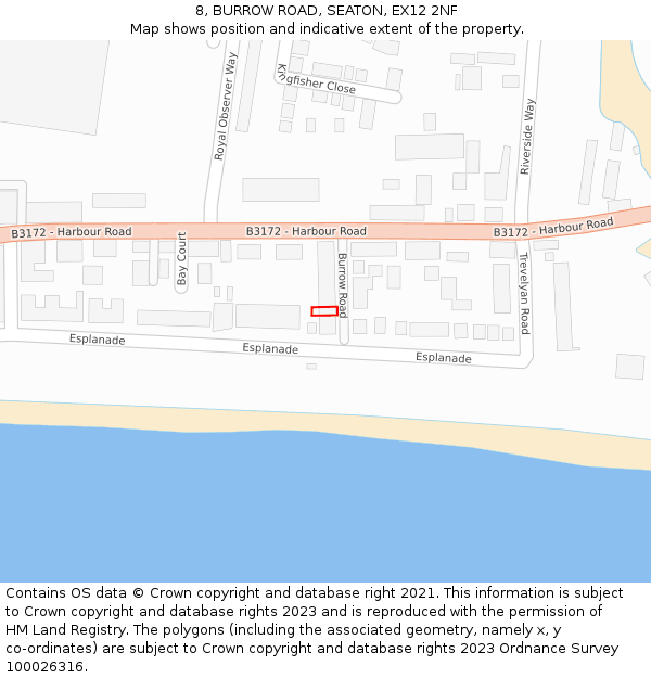 8, BURROW ROAD, SEATON, EX12 2NF: Location map and indicative extent of plot