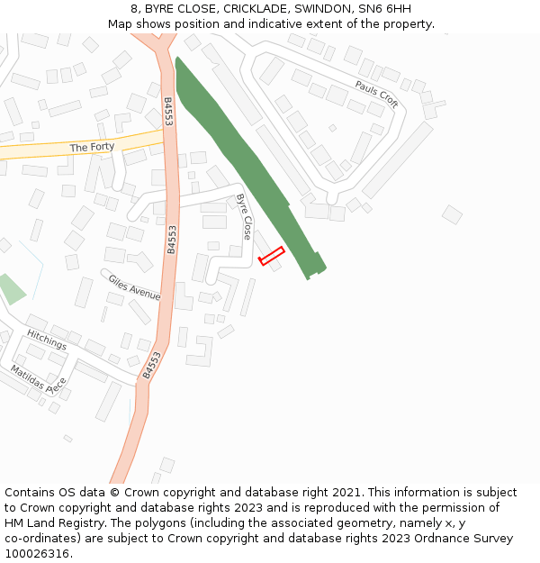 8, BYRE CLOSE, CRICKLADE, SWINDON, SN6 6HH: Location map and indicative extent of plot