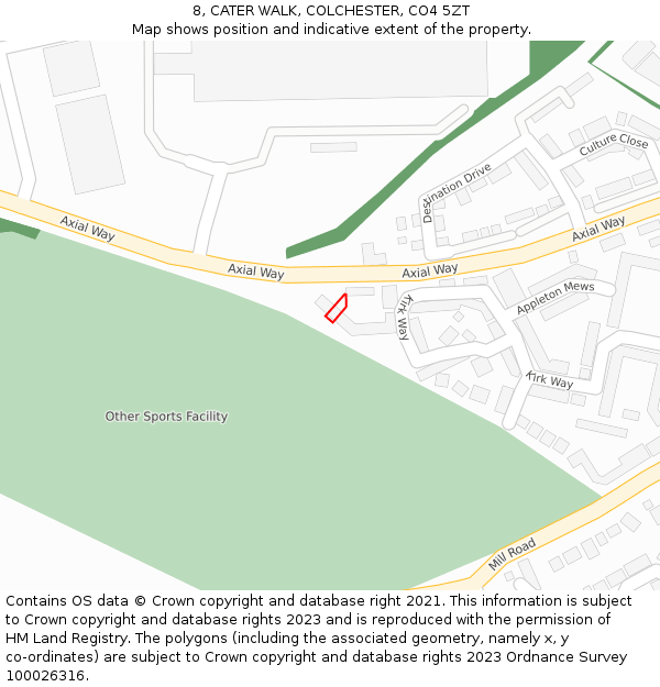 8, CATER WALK, COLCHESTER, CO4 5ZT: Location map and indicative extent of plot