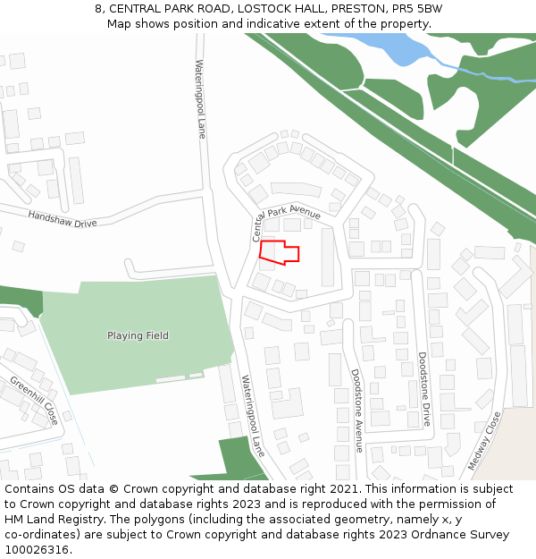8, CENTRAL PARK ROAD, LOSTOCK HALL, PRESTON, PR5 5BW: Location map and indicative extent of plot