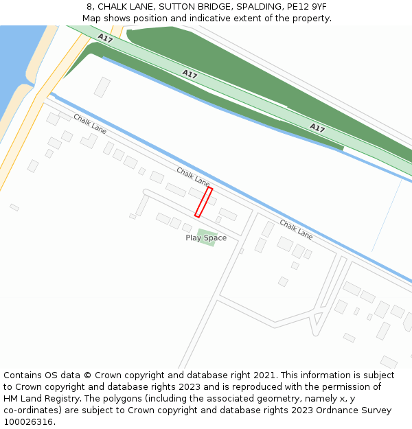 8, CHALK LANE, SUTTON BRIDGE, SPALDING, PE12 9YF: Location map and indicative extent of plot