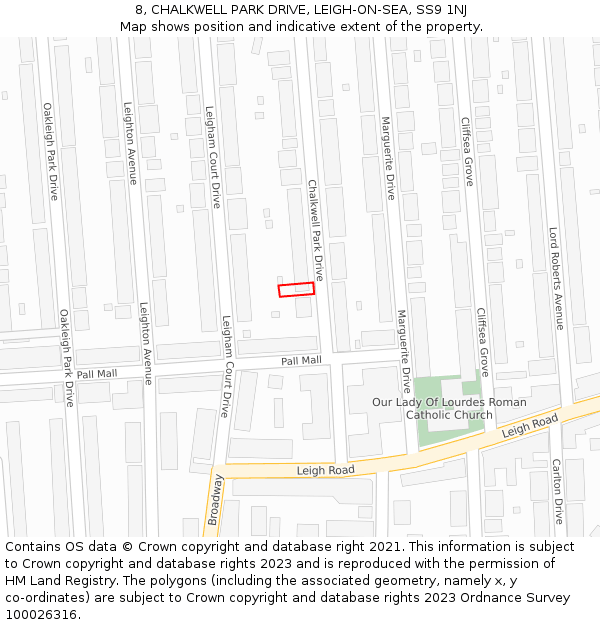 8, CHALKWELL PARK DRIVE, LEIGH-ON-SEA, SS9 1NJ: Location map and indicative extent of plot