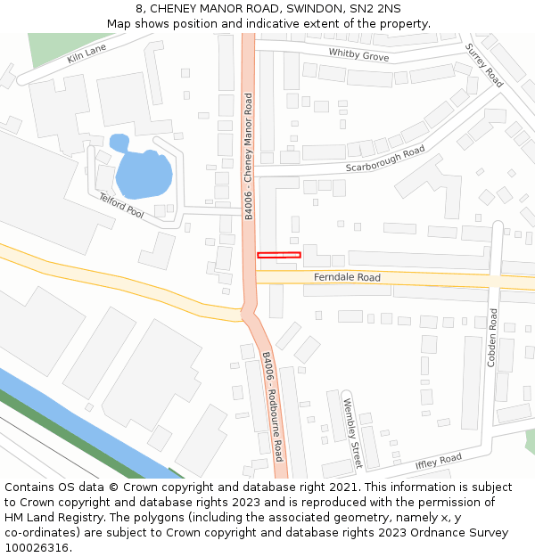 8, CHENEY MANOR ROAD, SWINDON, SN2 2NS: Location map and indicative extent of plot