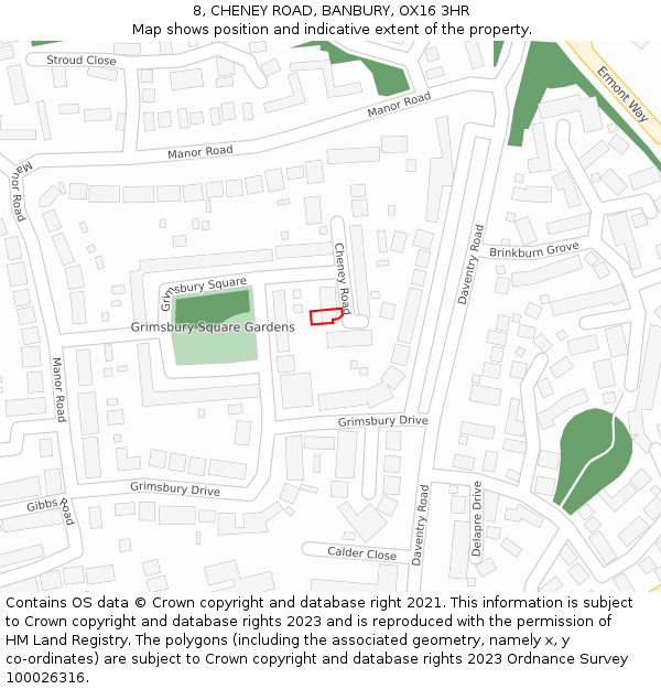 8, CHENEY ROAD, BANBURY, OX16 3HR: Location map and indicative extent of plot