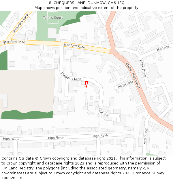 8, CHEQUERS LANE, DUNMOW, CM6 1EQ: Location map and indicative extent of plot