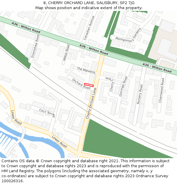 8, CHERRY ORCHARD LANE, SALISBURY, SP2 7JG: Location map and indicative extent of plot