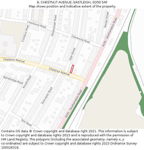 8, CHESTNUT AVENUE, EASTLEIGH, SO50 5AF: Location map and indicative extent of plot