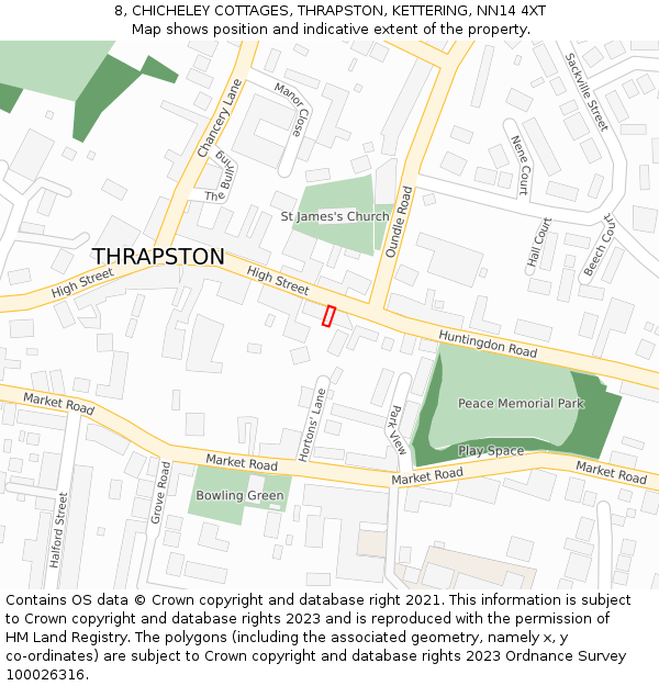 8, CHICHELEY COTTAGES, THRAPSTON, KETTERING, NN14 4XT: Location map and indicative extent of plot