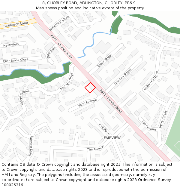 8, CHORLEY ROAD, ADLINGTON, CHORLEY, PR6 9LJ: Location map and indicative extent of plot