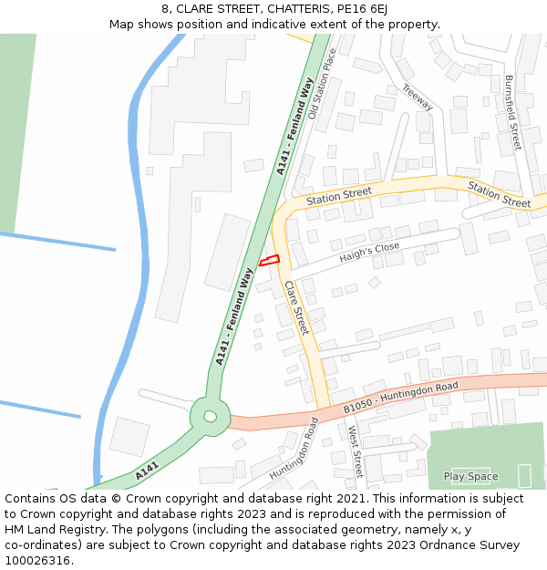 8, CLARE STREET, CHATTERIS, PE16 6EJ: Location map and indicative extent of plot