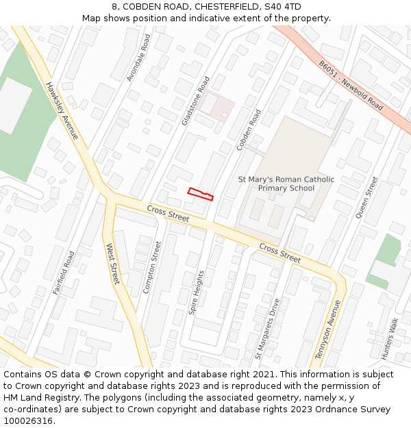8, COBDEN ROAD, CHESTERFIELD, S40 4TD: Location map and indicative extent of plot