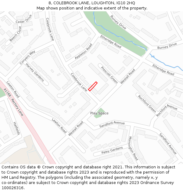 8, COLEBROOK LANE, LOUGHTON, IG10 2HQ: Location map and indicative extent of plot