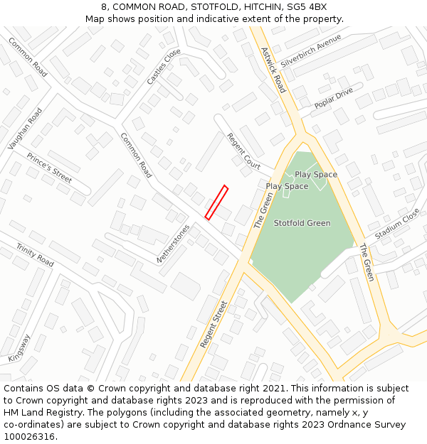 8, COMMON ROAD, STOTFOLD, HITCHIN, SG5 4BX: Location map and indicative extent of plot