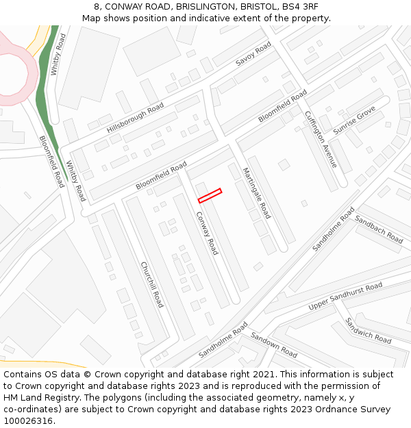 8, CONWAY ROAD, BRISLINGTON, BRISTOL, BS4 3RF: Location map and indicative extent of plot