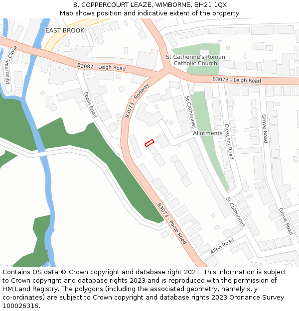 8, COPPERCOURT LEAZE, WIMBORNE, BH21 1QX: Location map and indicative extent of plot