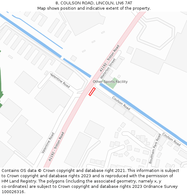 8, COULSON ROAD, LINCOLN, LN6 7AT: Location map and indicative extent of plot
