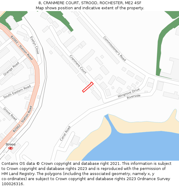 8, CRANMERE COURT, STROOD, ROCHESTER, ME2 4SF: Location map and indicative extent of plot