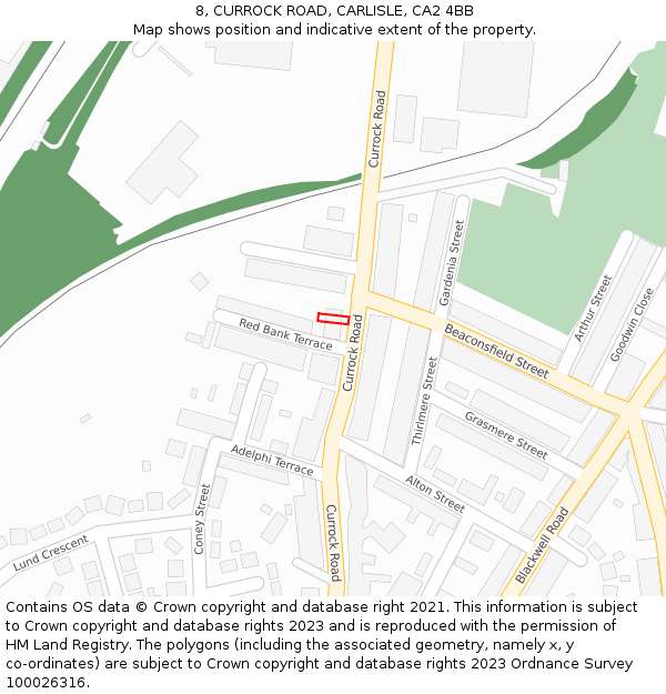 8, CURROCK ROAD, CARLISLE, CA2 4BB: Location map and indicative extent of plot