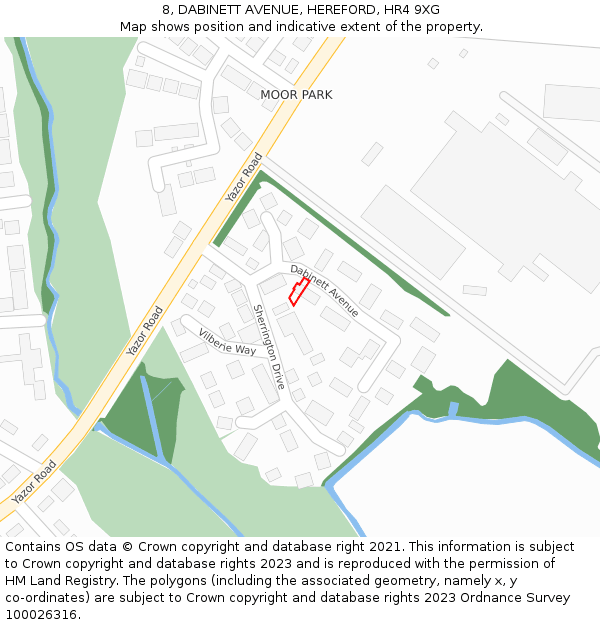 8, DABINETT AVENUE, HEREFORD, HR4 9XG: Location map and indicative extent of plot
