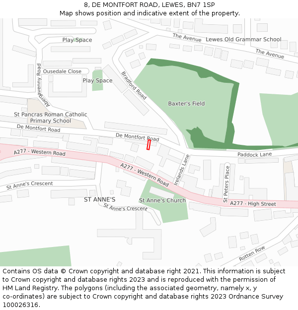 8, DE MONTFORT ROAD, LEWES, BN7 1SP: Location map and indicative extent of plot