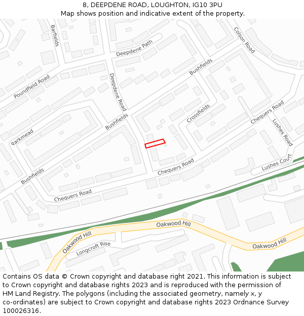 8, DEEPDENE ROAD, LOUGHTON, IG10 3PU: Location map and indicative extent of plot