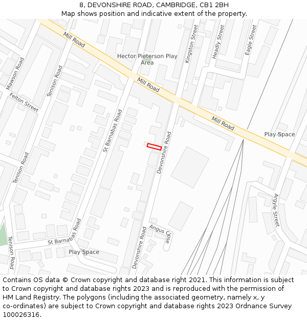 8, DEVONSHIRE ROAD, CAMBRIDGE, CB1 2BH: Location map and indicative extent of plot
