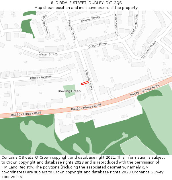 8, DIBDALE STREET, DUDLEY, DY1 2QS: Location map and indicative extent of plot