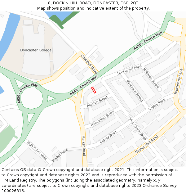 8, DOCKIN HILL ROAD, DONCASTER, DN1 2QT: Location map and indicative extent of plot