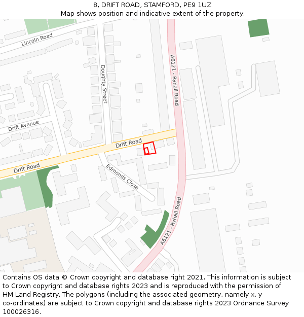 8, DRIFT ROAD, STAMFORD, PE9 1UZ: Location map and indicative extent of plot