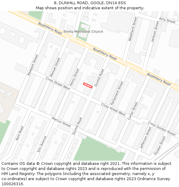 8, DUNHILL ROAD, GOOLE, DN14 6SS: Location map and indicative extent of plot