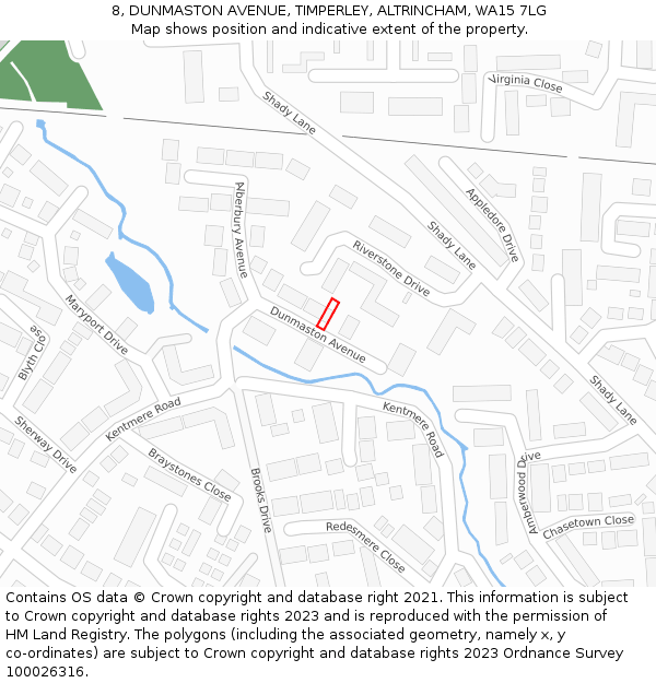 8, DUNMASTON AVENUE, TIMPERLEY, ALTRINCHAM, WA15 7LG: Location map and indicative extent of plot