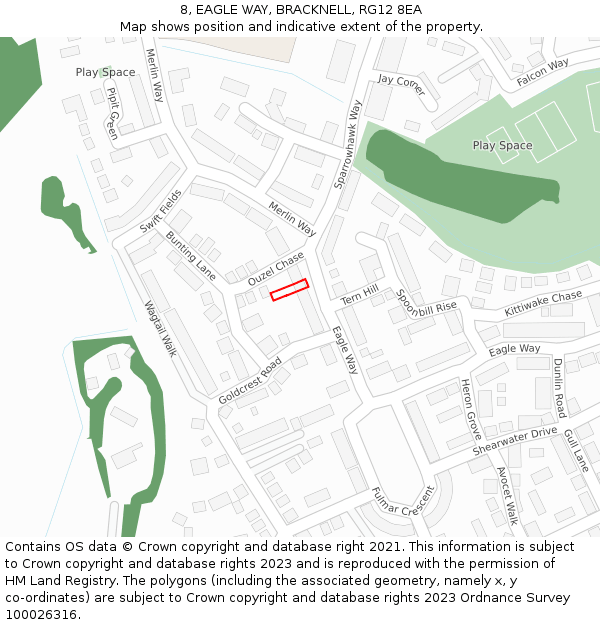 8, EAGLE WAY, BRACKNELL, RG12 8EA: Location map and indicative extent of plot